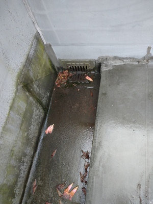 雨漏り修理工事　　ベランダの壁抜き排水口（ドレン管）回りの雨漏り〈リニューアル工事〉